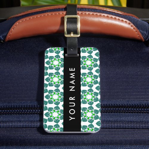 Leaf Pattern Green Leaves Your Name Luggage Tag