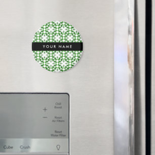 Leaf Pattern, Green Leaves, Your Name Magnet