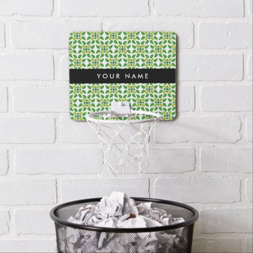 Leaf Pattern Green Leaves Your Name Mini Basketball Hoop