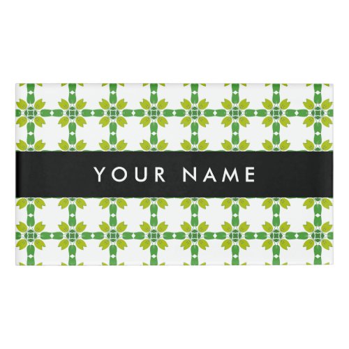 Leaf Pattern Green Leaves Your Name Name Tag