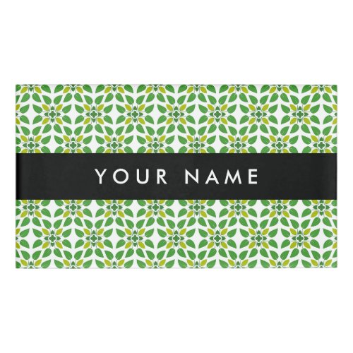 Leaf Pattern Green Leaves Your Name Name Tag