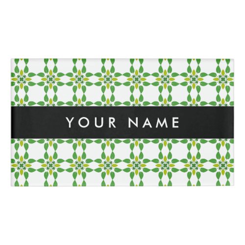 Leaf Pattern Green Leaves Your Name Name Tag