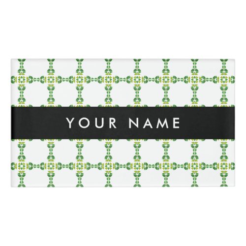 Leaf Pattern Green Leaves Your Name Name Tag