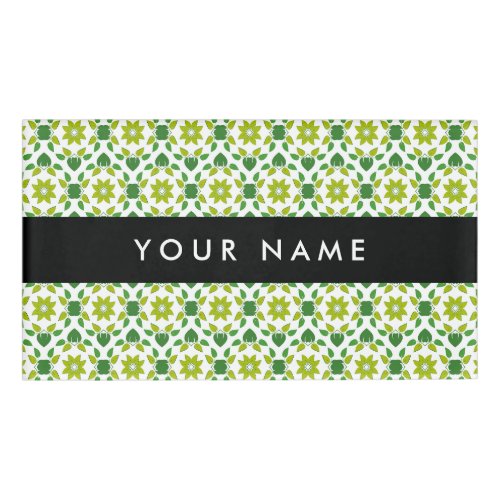 Leaf Pattern Green Leaves Your Name Name Tag