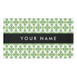 Leaf Pattern, Green Leaves, Your Name Name Tag