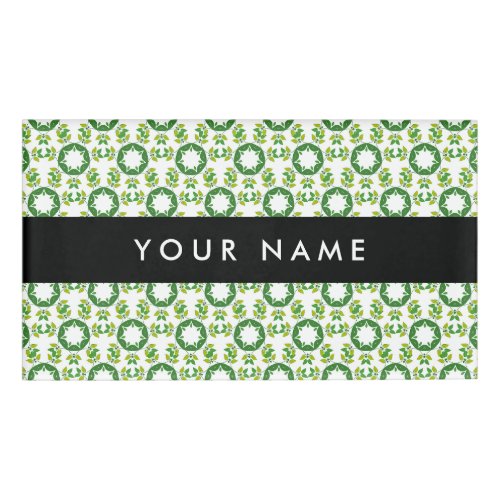 Leaf Pattern Green Leaves Your Name Name Tag