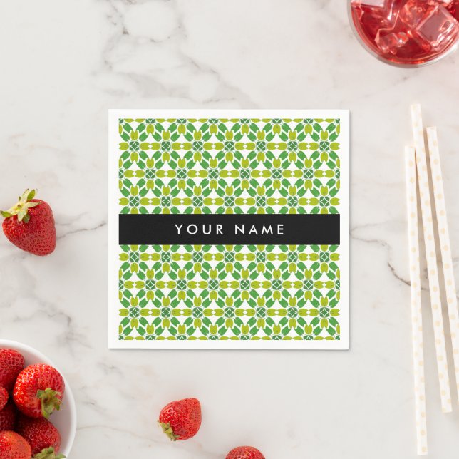 Leaf Pattern, Green Leaves, Your Name Napkins (Insitu)