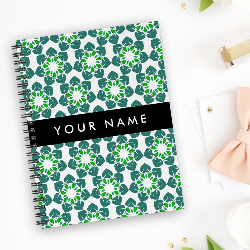 Leaf Pattern Green Leaves Your Name Notebook