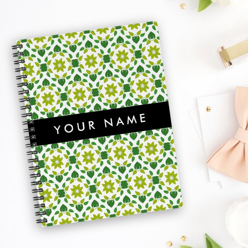 Leaf Pattern Green Leaves Your Name Notebook