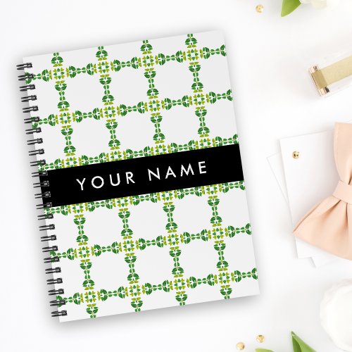 Leaf Pattern Green Leaves Your Name Notebook