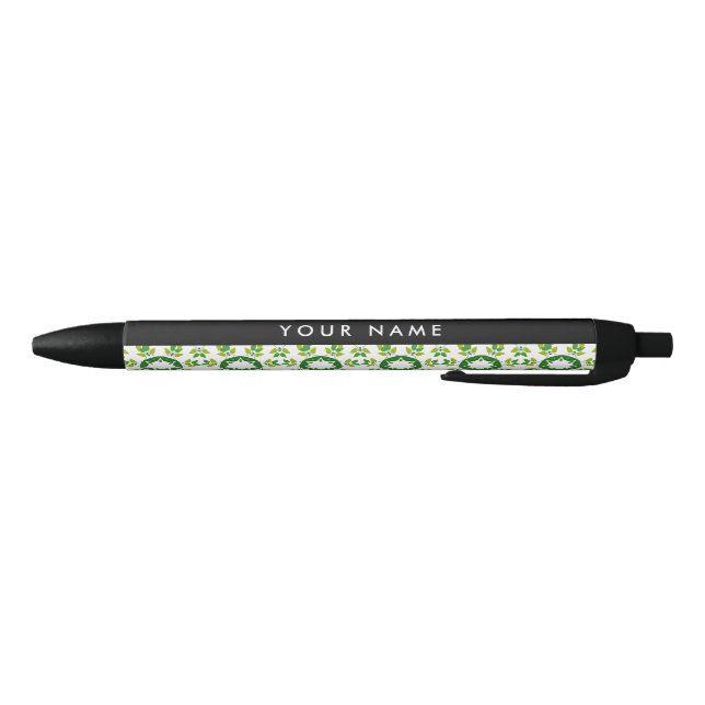 Leaf Pattern, Green Leaves, Your Name Pen (Bottom)