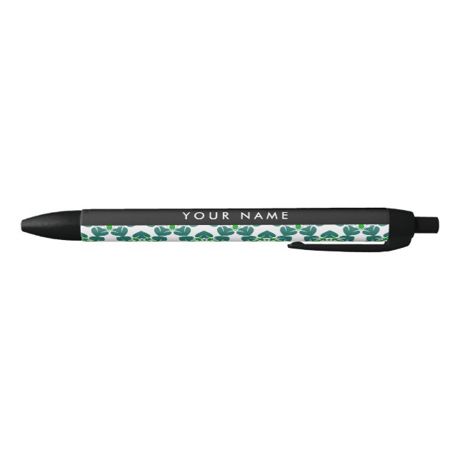 Leaf Pattern, Green Leaves, Your Name Pen (Bottom)