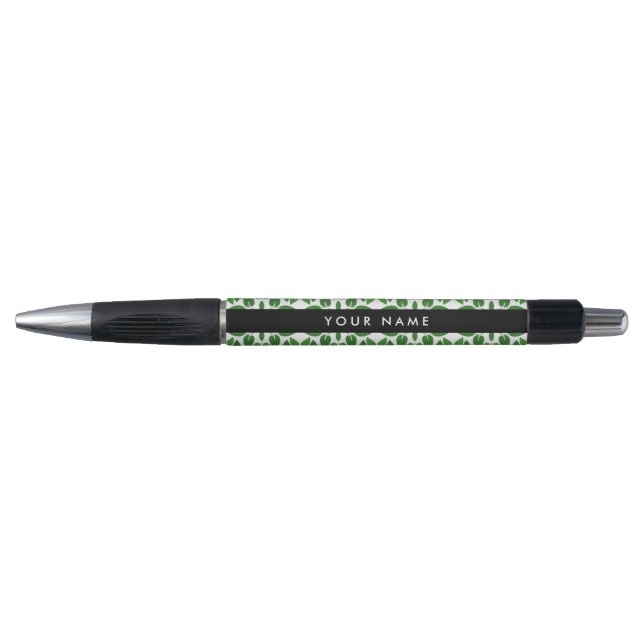 Leaf Pattern, Green Leaves, Your Name Pen (Front)
