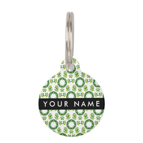 Leaf Pattern Green Leaves Your Name Pet ID Tag