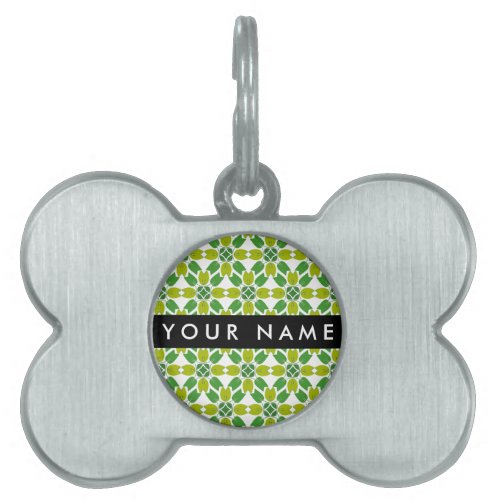 Leaf Pattern Green Leaves Your Name Pet ID Tag