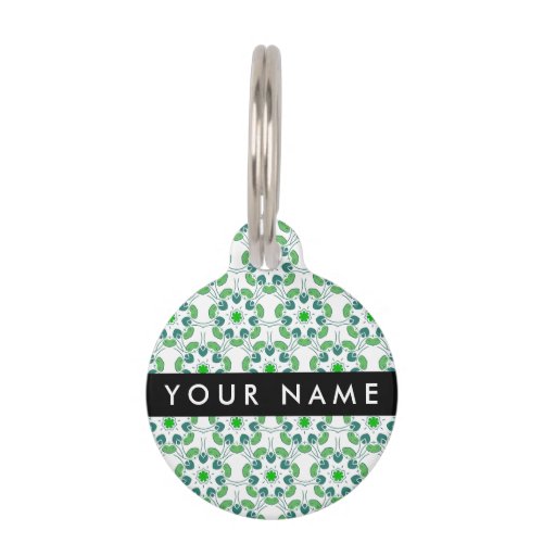 Leaf Pattern Green Leaves Your Name Pet ID Tag