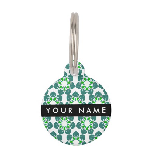 Leaf Pattern Green Leaves Your Name Pet ID Tag