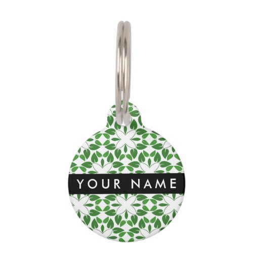 Leaf Pattern Green Leaves Your Name Pet ID Tag