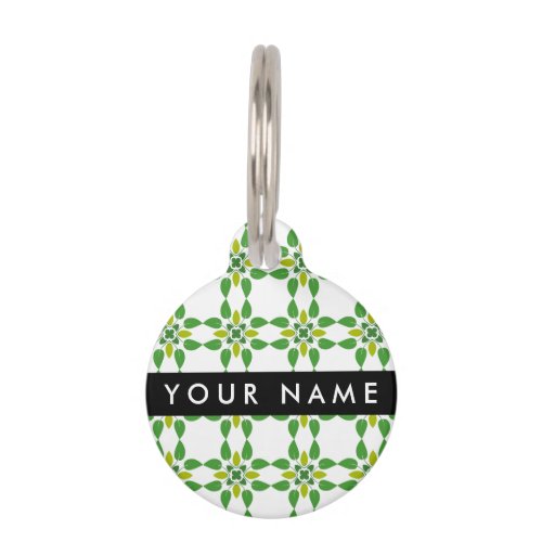 Leaf Pattern Green Leaves Your Name Pet ID Tag