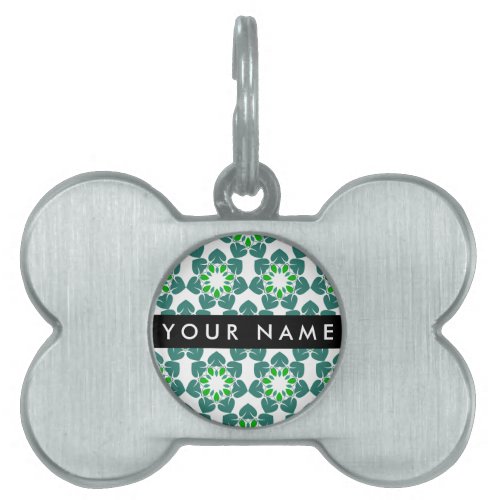 Leaf Pattern Green Leaves Your Name Pet ID Tag