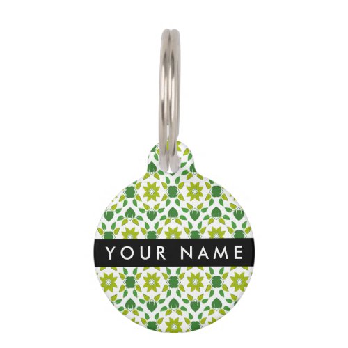 Leaf Pattern Green Leaves Your Name Pet ID Tag