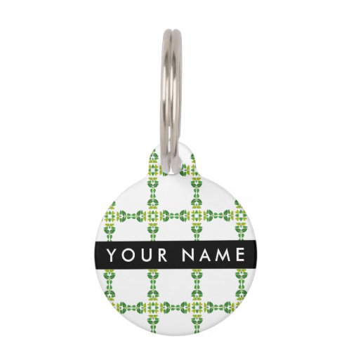 Leaf Pattern Green Leaves Your Name Pet ID Tag