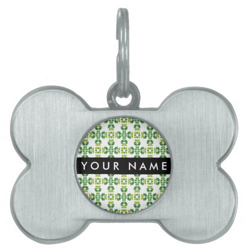 Leaf Pattern Green Leaves Your Name Pet ID Tag