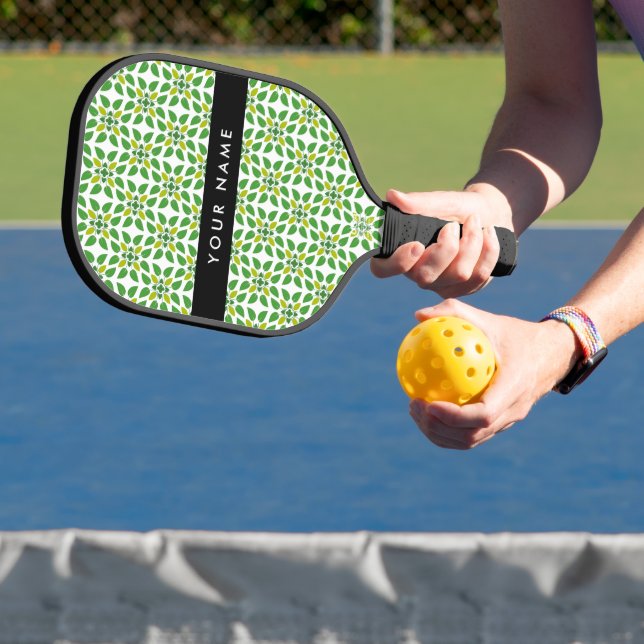 Leaf Pattern, Green Leaves, Your Name Pickleball Paddle (Insitu)