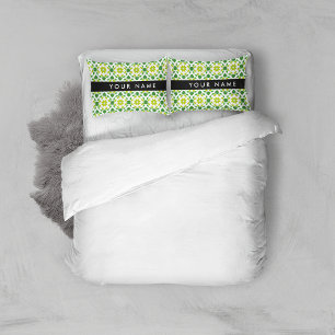 Leaf Pattern, Green Leaves, Your Name Pillow Case
