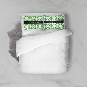 Leaf Pattern, Green Leaves, Your Name Pillow Case