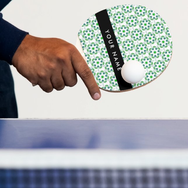 Leaf Pattern, Green Leaves, Your Name Ping Pong Paddle (Insitu)