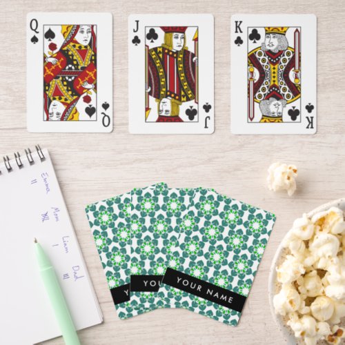 Leaf Pattern Green Leaves Your Name Pinochle Cards