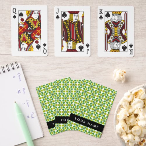 Leaf Pattern Green Leaves Your Name Pinochle Cards