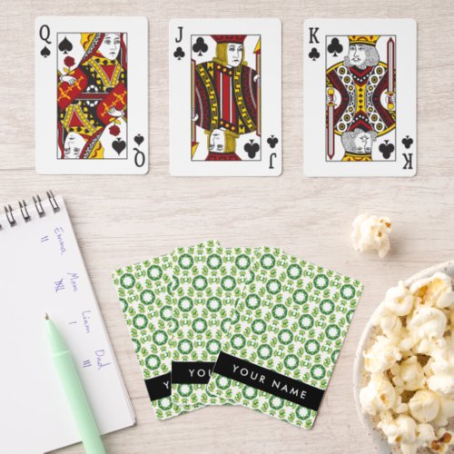 Leaf Pattern Green Leaves Your Name Pinochle Cards