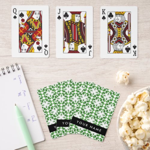 Leaf Pattern Green Leaves Your Name Pinochle Cards