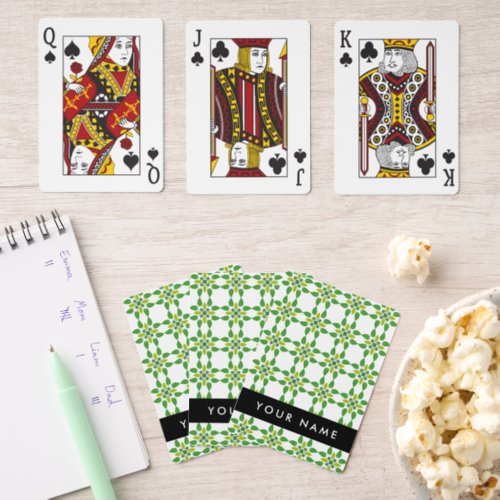 Leaf Pattern Green Leaves Your Name Pinochle Cards