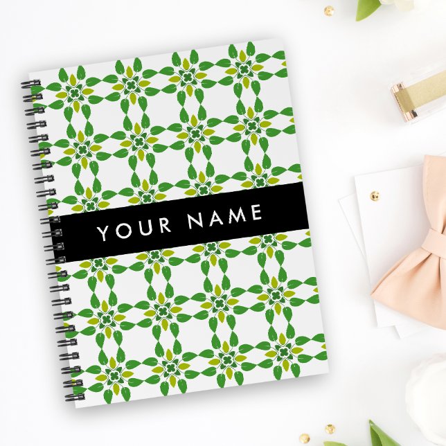 Leaf Pattern, Green Leaves, Your Name Planner (Creator Uploaded)
