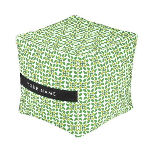 Leaf Pattern Green Leaves Your Name Pouf