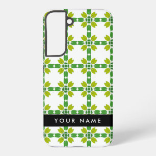Leaf Pattern, Green Leaves, Your Name Samsung Galaxy S22+ Case