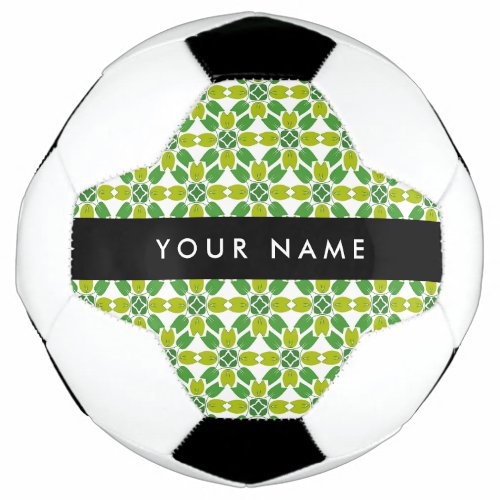 Leaf Pattern Green Leaves Your Name Soccer Ball