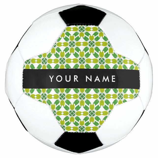 Leaf Pattern, Green Leaves, Your Name Soccer Ball (Front)