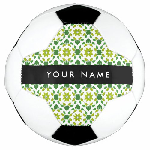 Leaf Pattern Green Leaves Your Name Soccer Ball