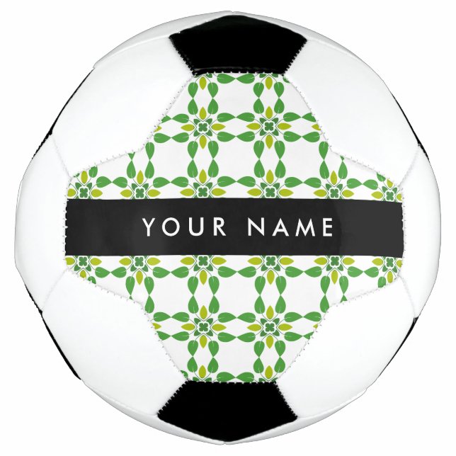 Leaf Pattern, Green Leaves, Your Name Soccer Ball (Front)