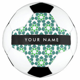 Leaf Pattern, Green Leaves, Your Name Soccer Ball
