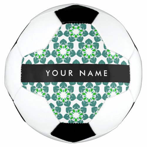 Leaf Pattern Green Leaves Your Name Soccer Ball