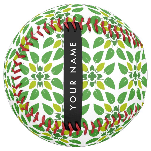 Leaf Pattern, Green Leaves, Your Name Softball (Front Left)