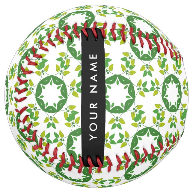 Leaf Pattern, Green Leaves, Your Name Softball (Front Left)
