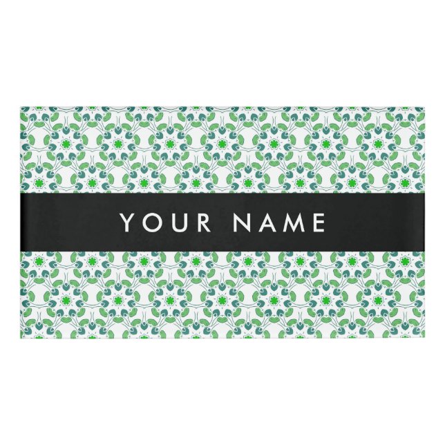 Leaf Pattern, Green Leaves, Your Name Tag (Front)