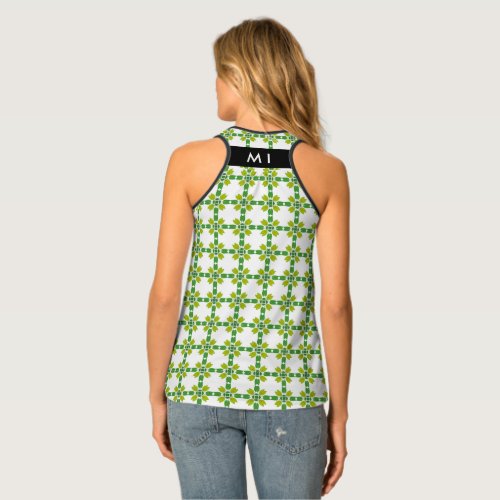 Leaf Pattern Green Leaves Your Name Tank Top