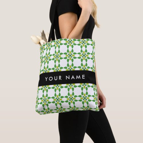 Leaf Pattern Green Leaves Your Name Tote Bag